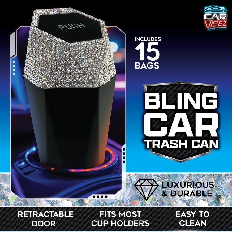 Diamond-Encrusted Car Ashtray With LED Light - Windproof Mini Trash Can For Vehicles