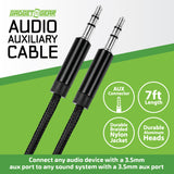 Braided Nylon Audio Auxiliary Cable 7FT - 6 Pieces Per Retail Ready Display 26552