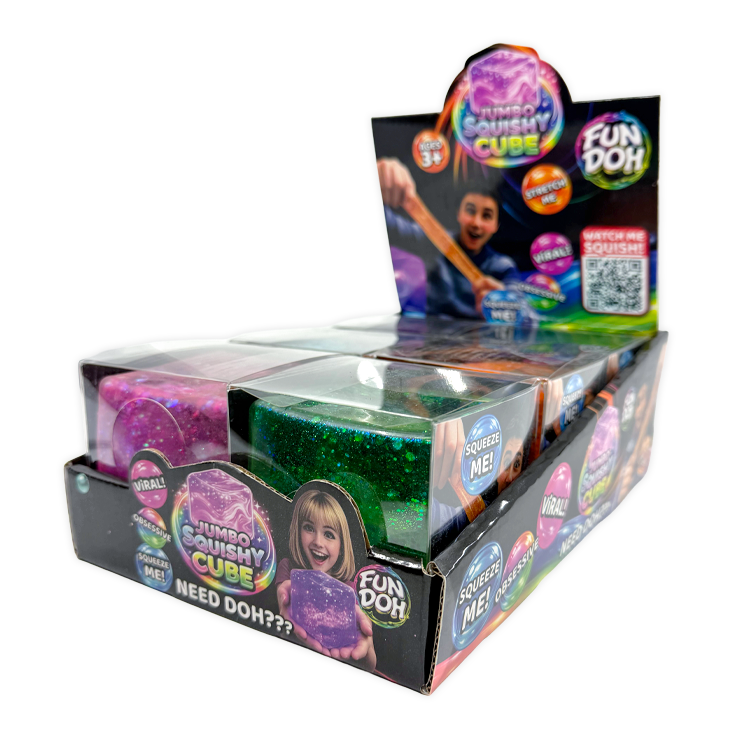 Fun Doh Jumbo Squishy Cube - 6 Pieces Per Retail Ready Display 26653