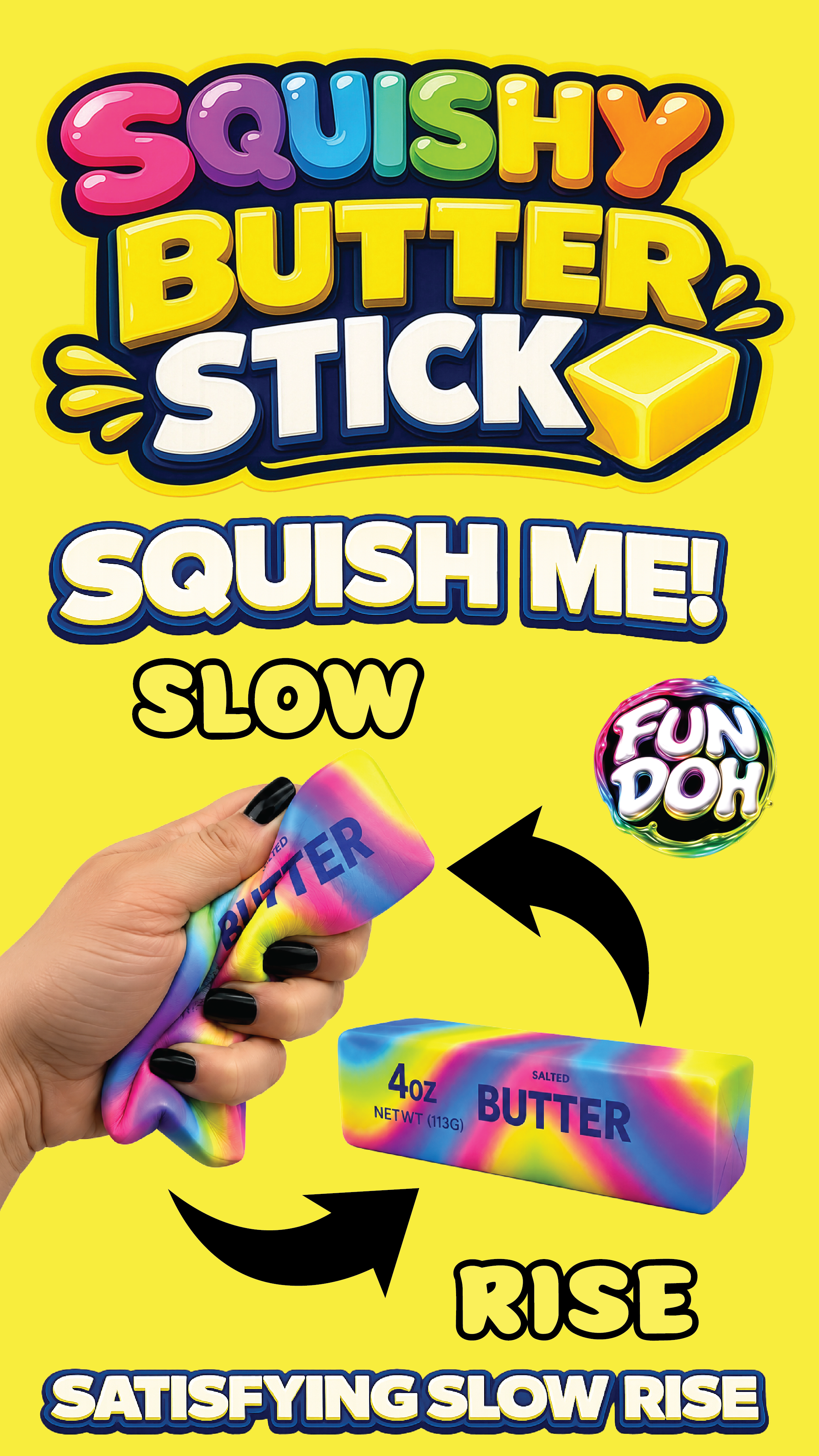 Swol Rise Squishy's Slow Rise Rainbow Butter Squishy - 12 Pieces Per Retail Ready Display ...