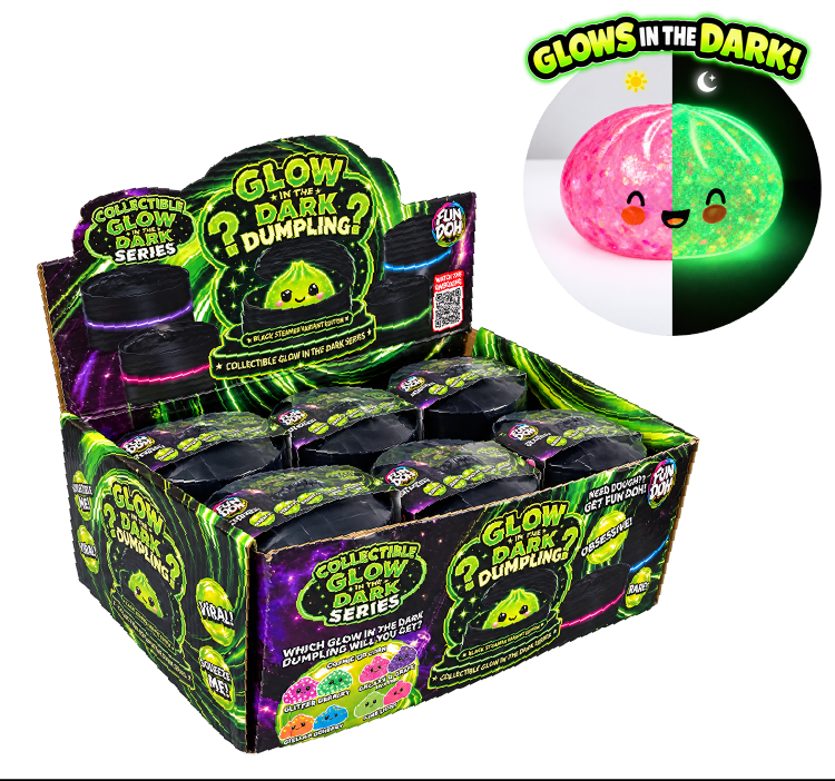 Fun Doh™ Squishy Glow-in-the-Dark Mystery Jelly Dumpling Black Steamer Toy - 12 Pieces Per Retail Ready Display 26788