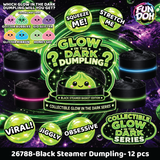 Fun Doh Squishy Glow-in-the-Dark Mystery Dumpling Black Streamer Toy - 12 Pieces Per Retail Ready Display 26788