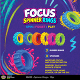 Focus Spinner Fidget Rings - 12 Pieces Per Retail Ready Display 26839