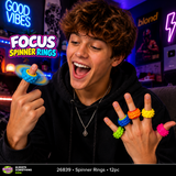 Focus Spinner Fidget Rings - 12 Pieces Per Retail Ready Display 26839