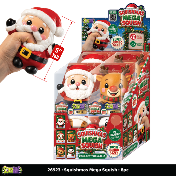 Fun Doh™ Squishmas Mega Squishy Toy Christmas Characters - 8 Pieces Per Retail Ready Display 26923