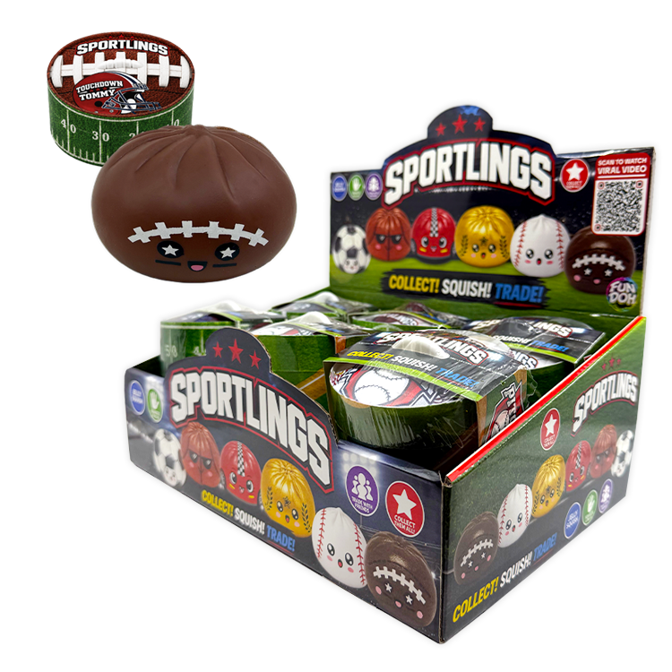 Fun Doh™ Sportlings Sports Jelly Dumpling Squish Toy - 12 Pieces Per Retail Ready Display 26994