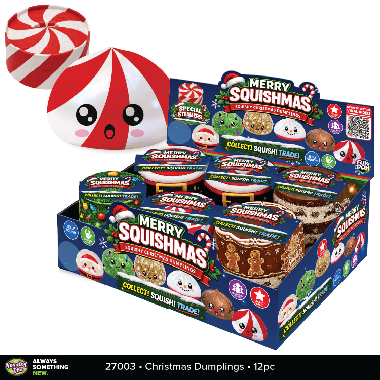 Fun Doh Merry Squishmas Squishy Christmas Dumplings - 12 Pieces Per Retail Ready Display 27003