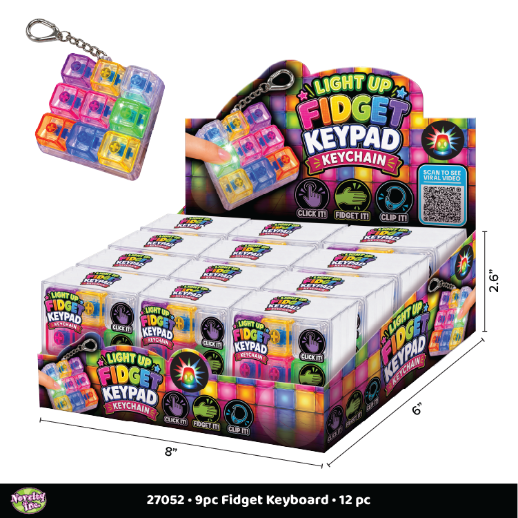 Light-Up Fidget Keypad Keychain - 12 Pieces Per Retail Ready