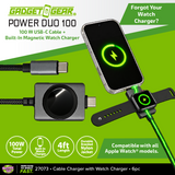 Power Duo 100W 4ft USB-C Cable with Built-In Magnetic Watch Charger - 6 Pieces Per Retail Ready Display 27073