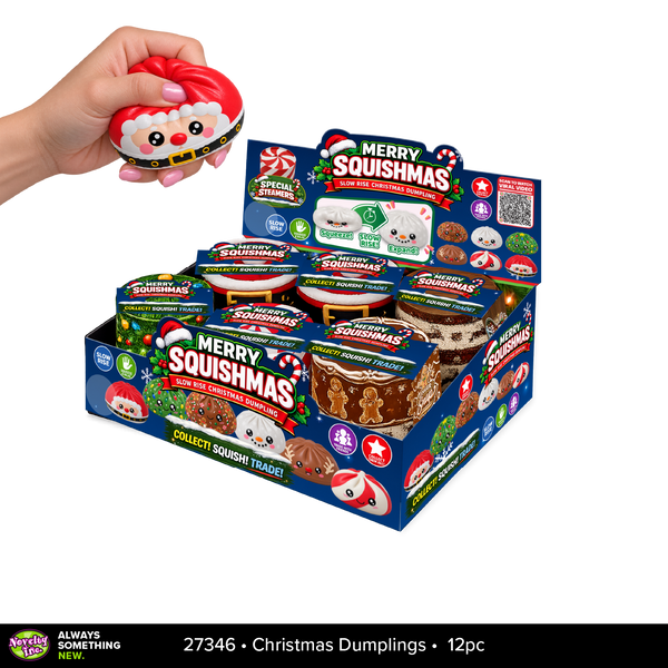 Fun Doh™ Merry Squishmas Squishy Slow-Rise Foam Christmas Dumplings - 12 Pieces Per Retail Ready Display 27346