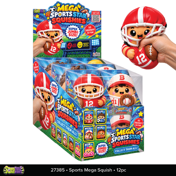 SquishZilla™ Mega Stretchy Squishy Sports Star Squishies - 12 Pieces Per Retail Ready Display 27385