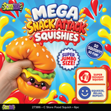 SquishZilla™ Mega Snack Attack Super Jumbo Squishies - 6 Pieces Per Retail Ready Display 27386
