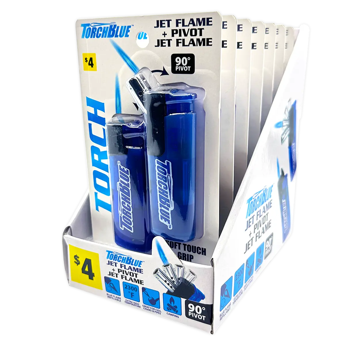 Jet Flame Pivot Head Torch Lighter - 7 Pieces Per Retail Ready Display ...
