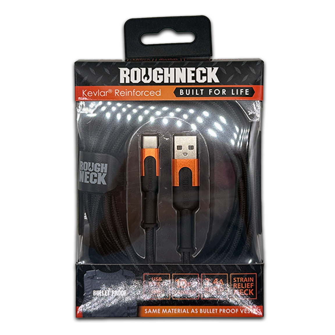 ITEM NUMBER 041593 ROUGHNECK 10FT USB-TO-USB-C CABLE 6 PIECES PER DISPLAY