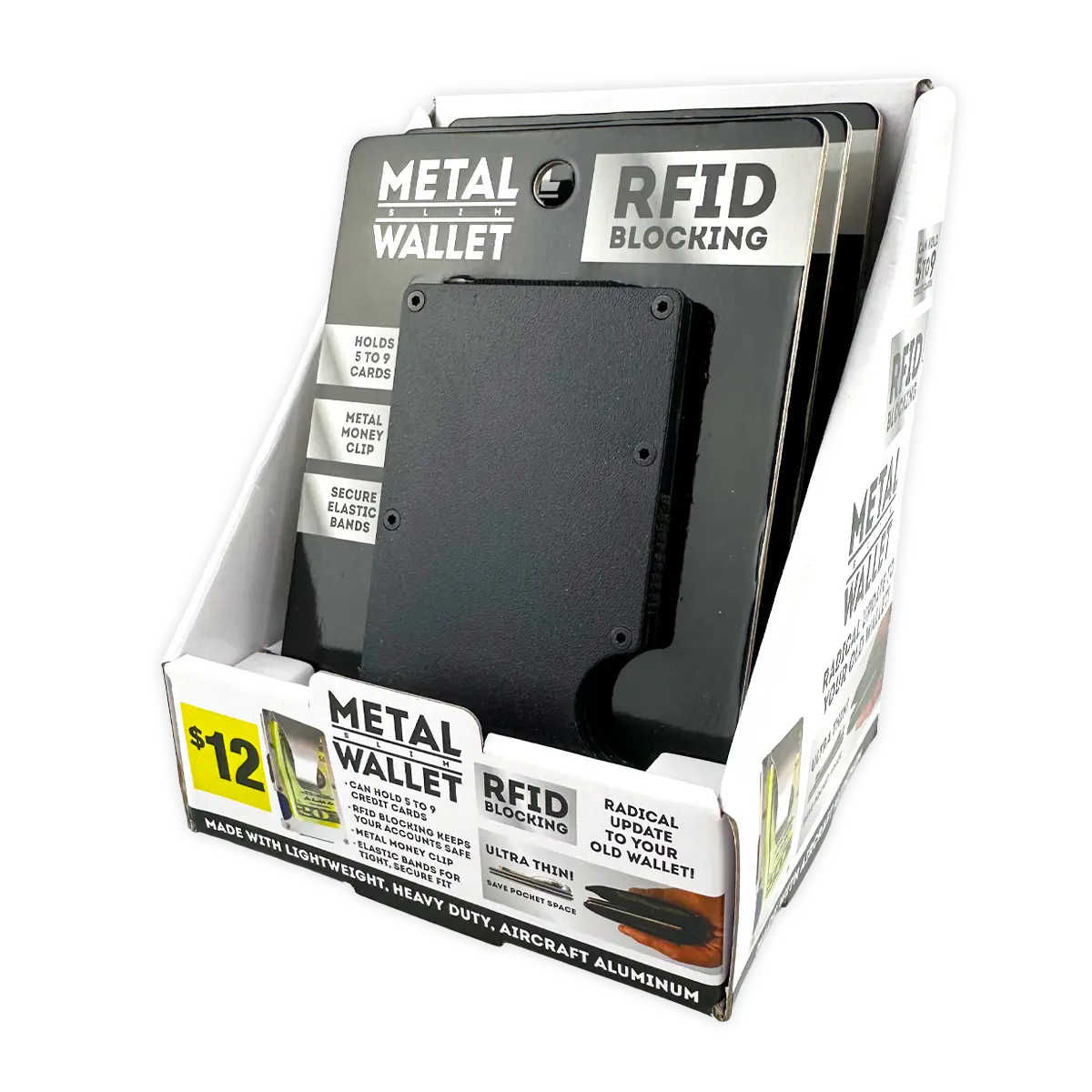 Metal RFID Blocking Ultra-Thin Wallet - 3 Pieces Per Retail Ready Display 41783 ROUGHNECK