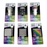 Car Charger and Wall Charger Dual Port USB / USB-C Rhinestone Assortment-  6 Pieces Per Retail Ready Display 88502