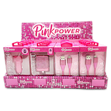 Car Charger / Wall Charger / Charging Cable Pink Power Assortment- 20 Pieces Per Retail Ready Display 88527