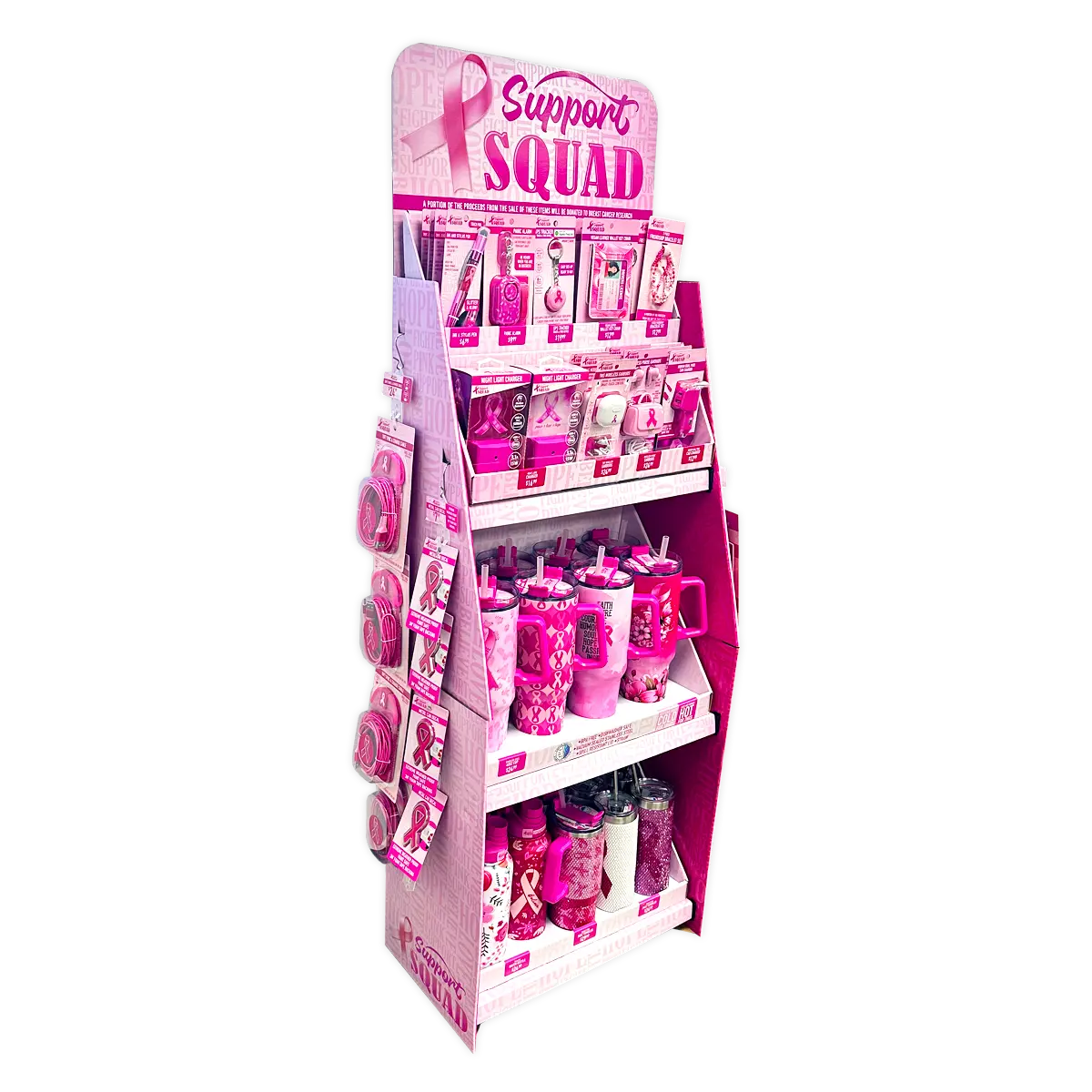 Support System Pink Breast Cancer Awareness Pink Support Squad Assortment Floor Display ...