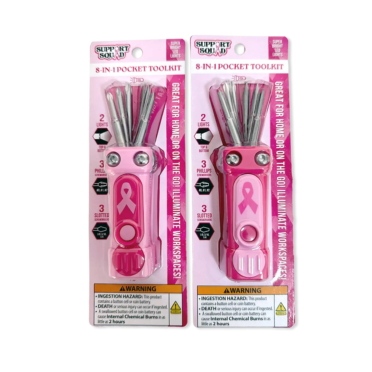 Breast Cancer Awareness Pink Support Squad Assortment Floor Display - 68 Pieces Per Retail Ready Display 88607 NOVELTY INC