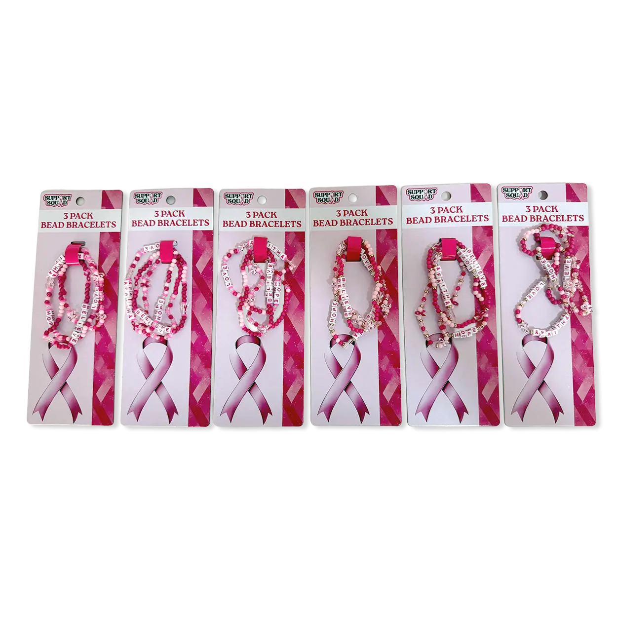 Breast Cancer Awareness Pink Support Squad Assortment Floor Display - 68 Pieces Per Retail Ready Display 88607 NOVELTY INC