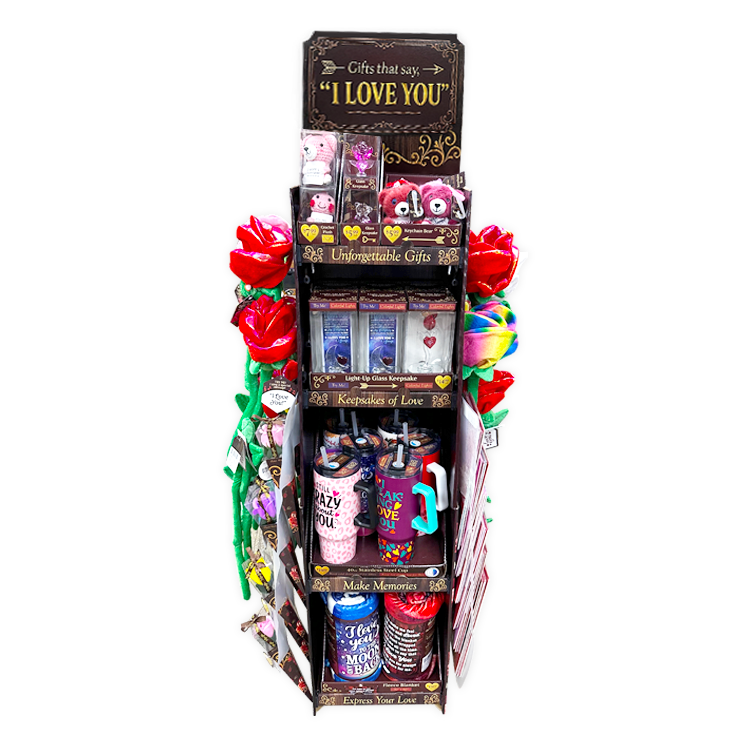 Valentines Day Rose Plush and Gift Assortment Floor Display - 78 Pieces Per Retail Ready Display Kit 88615 NOVELTY INC