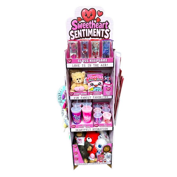 Valentines Day Glass Plush and Gift Assortment Floor Display - 56 Pieces Per Retail Ready Display Kit 88616 NOVELTY INC