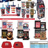 Patriotic USA 250 Floor Display - 78 Pieces Per Retail Ready Display Kit 88626 NOVELTY INC