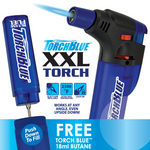 XXL Torch Lighter with Bonus Butane Refill Blister 2-Pack Sets - 6 Sets Per Display 26244 TORCH BLUE