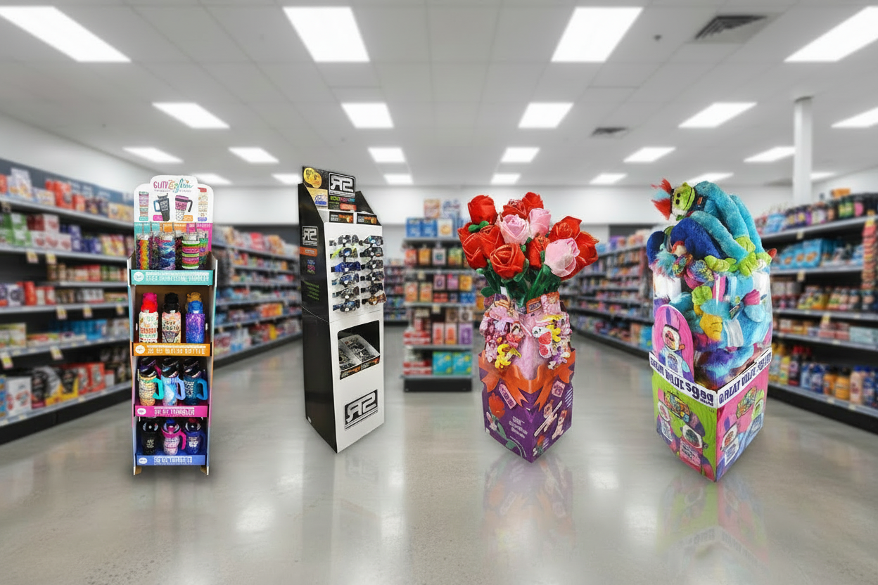Floor Displays with Glitz & Glam in Retail Store