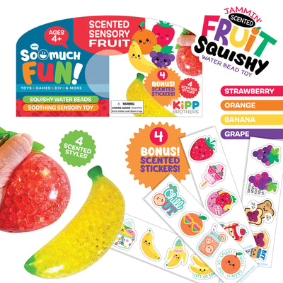 ITEM NUMBER 023356 SCENTED FRUIT BEADBALL WITH STICKERS 12 PIECES PER PACK
