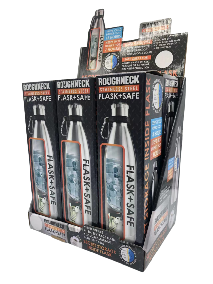 ITEM NUMBER 022931 STAINLESS FLASK SAFE 6 PIECES PER DISPLAY