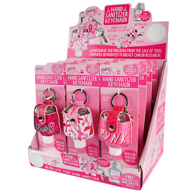 ITEM NUMBER 020369 PINK HAND SANITIZER KEYCHAIN 12 PIECES PER DISPLAY