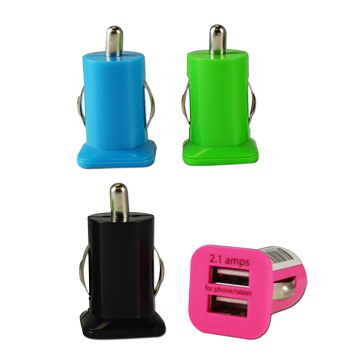 ITEM NUMBER 020533 USB 2 SLOT MINI CAR CHARGER BULK 18 PIECES PER PACK