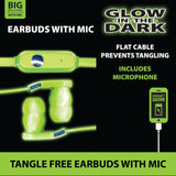Wired Earbuds Glow In The Dark with Mic- 3 Pieces Per Pack 20614