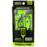 WHOLESALE GLOW IN THE DARK EARBUDS W/ MIC 3 PIECES PER PACK 20614