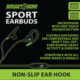 Wired Sport Earbuds with Mic- 3 Pieces Per Pack 20777