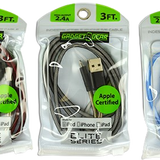 Charging Cable Elite Indestructible USB to Lightning 3FT 2.4 Amp- 3 Pieces Per Pack 21158