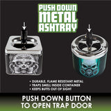 Push Down Metal Ashtray- 6 Per Retail Ready Wholesale Display 41420