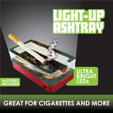 Glass Ashtray with LED Light Up Design- 6 Per Retail Ready Wholesale Display 21756