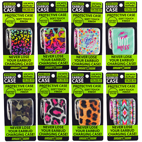 ITEM NUMBER 021785 FULL PRINT EARBUD CASE 8 PIECES PER DISPLAY