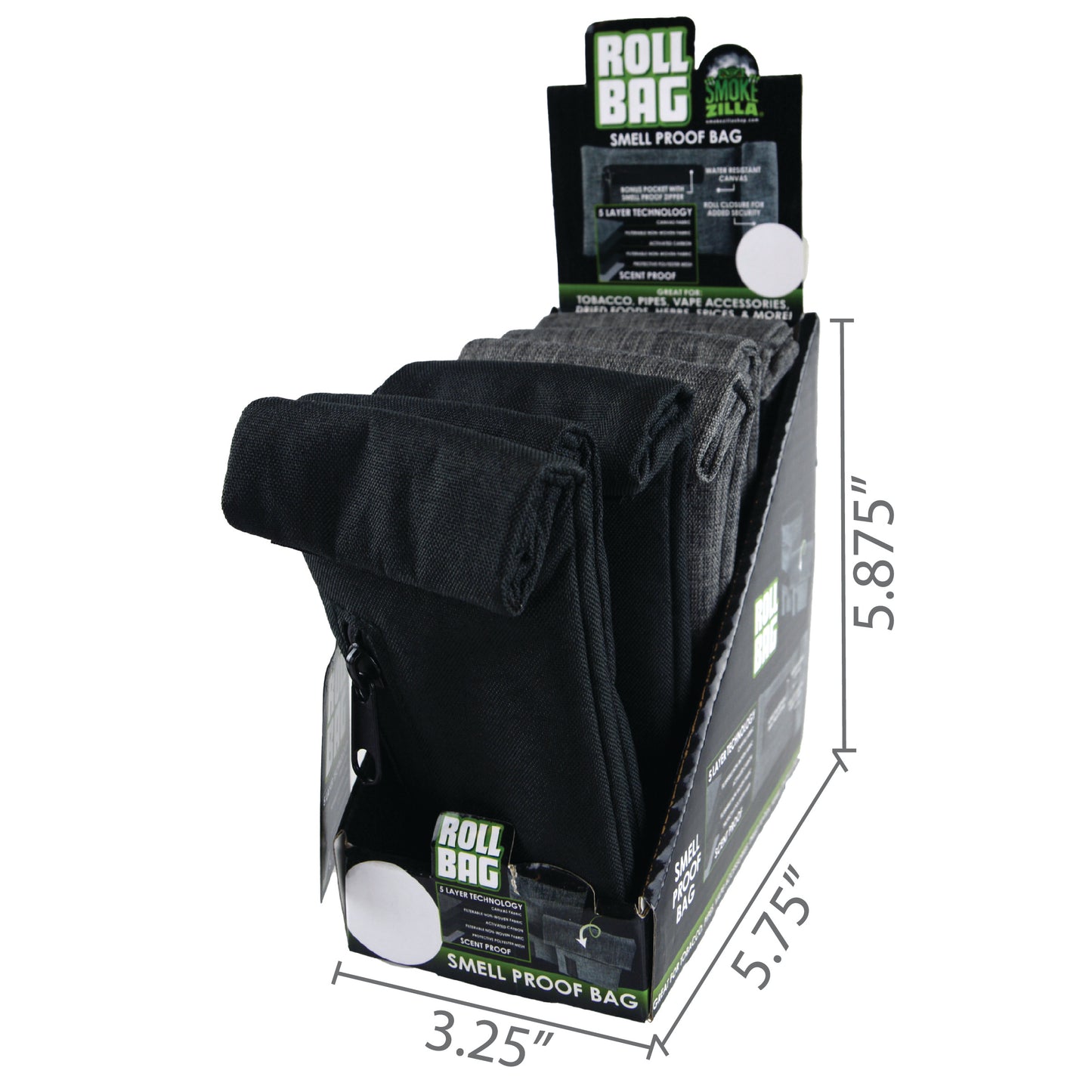 ITEM NUMBER 021829 SMOKEZILLA ROLL BAG 6 PIECES PER DISPLAY
