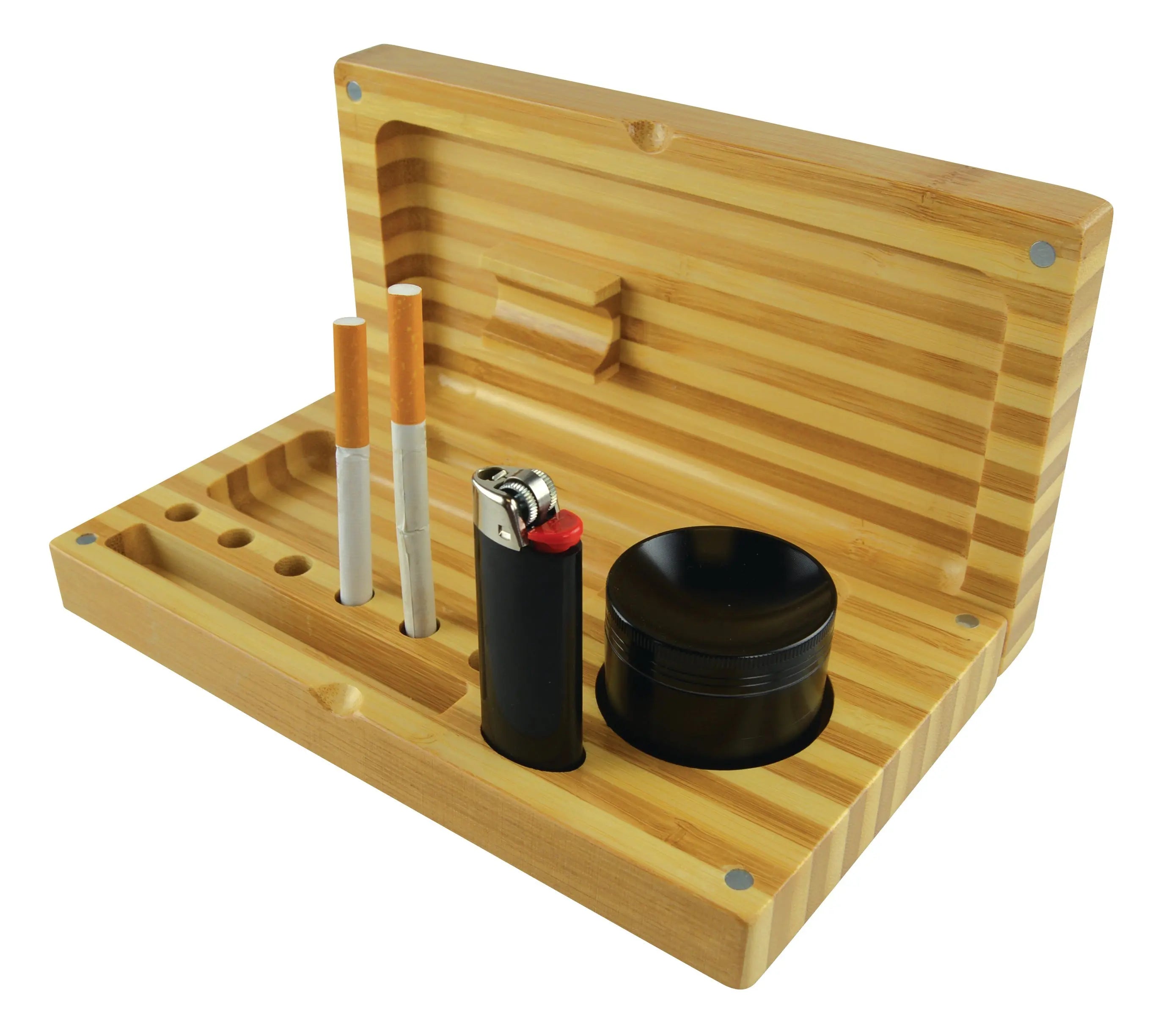 Bamboo Magnetic Roll Tray Smoker Station - 4 Pieces Per Retail Ready Display 21917 SMOKEZILLA