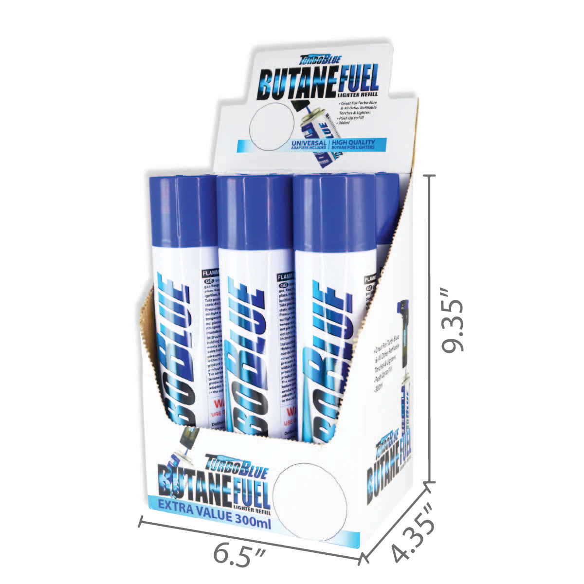ITEM NUMBER 022006 TORCH BLUE 300ML BUTANE FUEL 6 PIECES PER DISPLAY