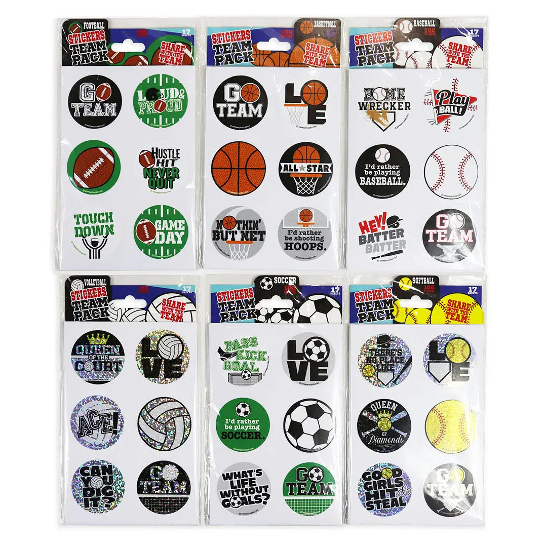 Sports Stickers Team Pack 24 Pieces Per Retail Ready Display 22040 ...
