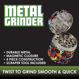 Metal 4 Piece Full Print Grinder 63MM- 6 Pieces Per Retail Ready Display 22060