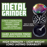Metal 3 Piece Grinder with Dome Lid- 6 Pieces Per Retail Ready Display 22062