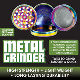 Metal 4 Piece Rainbow Grinder- 6 Pieces Per Retail Ready Display 22064