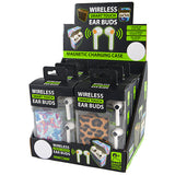 WHOLESALE PRINTED WIRELESS EARBUDS 6 PIECES PER DISPLAY 22089