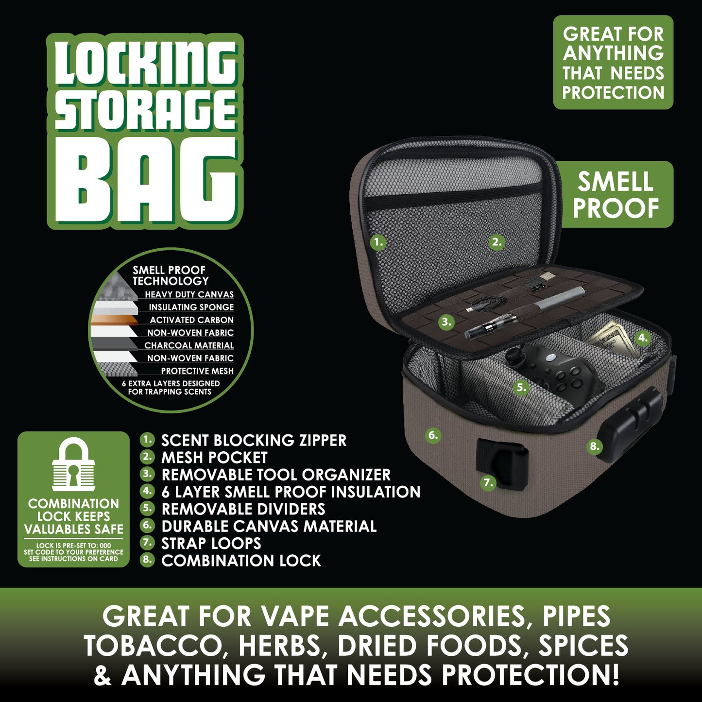 ITEM NUMBER 022154 CANVAS LOCK BAG PRINTED 4 PIECES PER DISPLAY