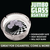 Glass Round Jumbo Ashtray- 6 Per Retail Ready Wholesale Display 22175